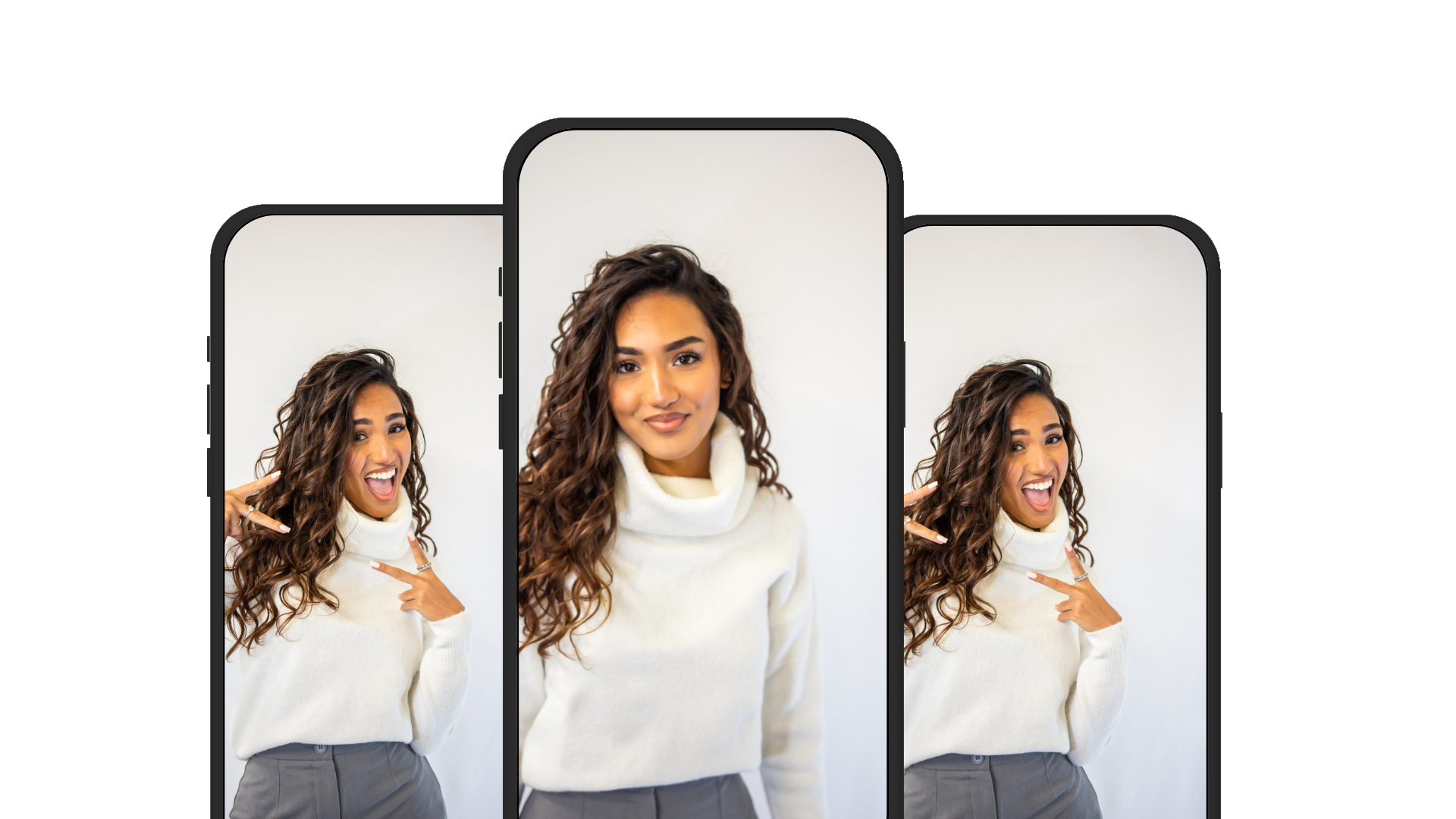 mockup smartphones avec contenu vertical d'influenceuse pour la stratégie social media multi-formats
