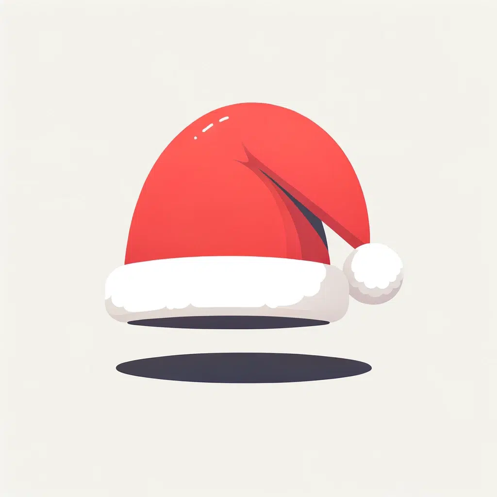 bonnet de père noël rouge en illustration flat sur fond clair, exemple de visuel saisonnier pour une campagne social media de fin d année