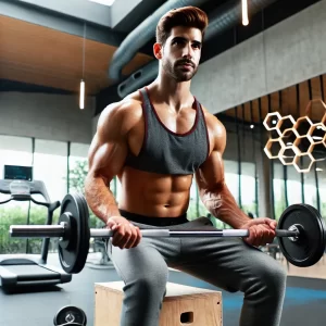 athlète masculin soulevant une barre en salle de musculation illustrant une captation brand content fitness gérée par notre studio
