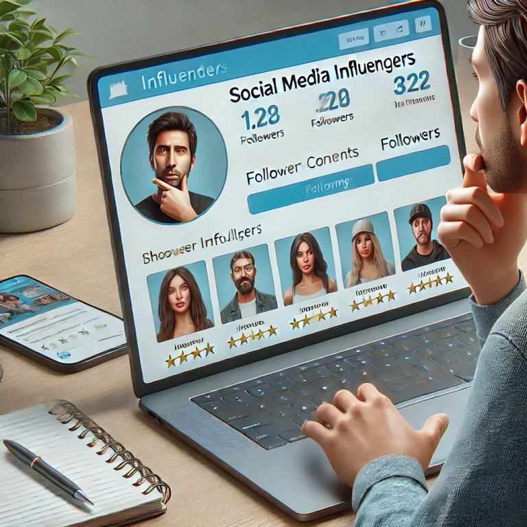 personne consultant des profils d influenceurs sur ordinateur dans le cadre d une sélection talents pour gestion d influenceurs à Marseille