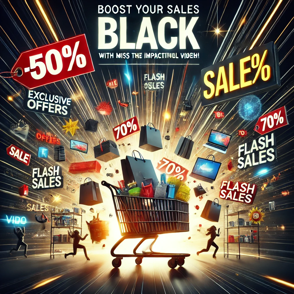 visuel illustre dynamique black friday avec slogans flash sales et boost your sales