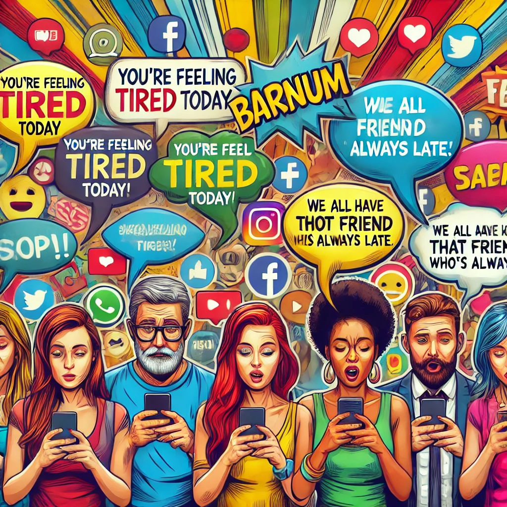 illustration colorée d un groupe de personnes regardant leur smartphone pour effet barnum