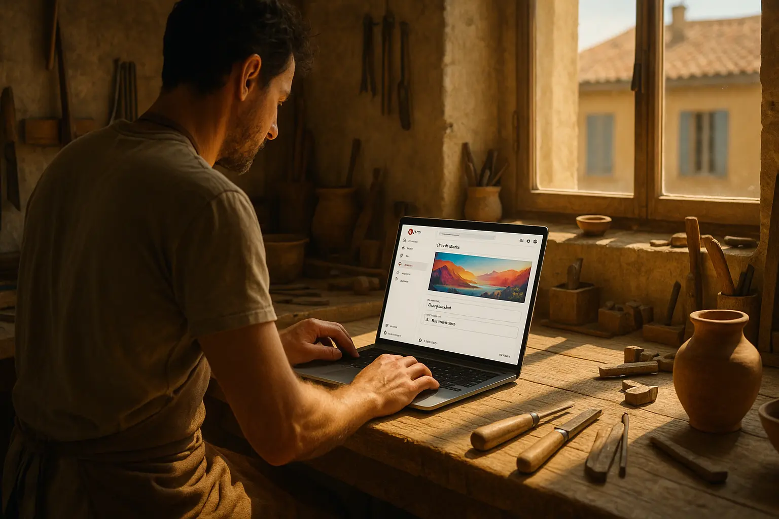 Artisan optimise SEO YouTube sur ordinateur - South Management Marseille