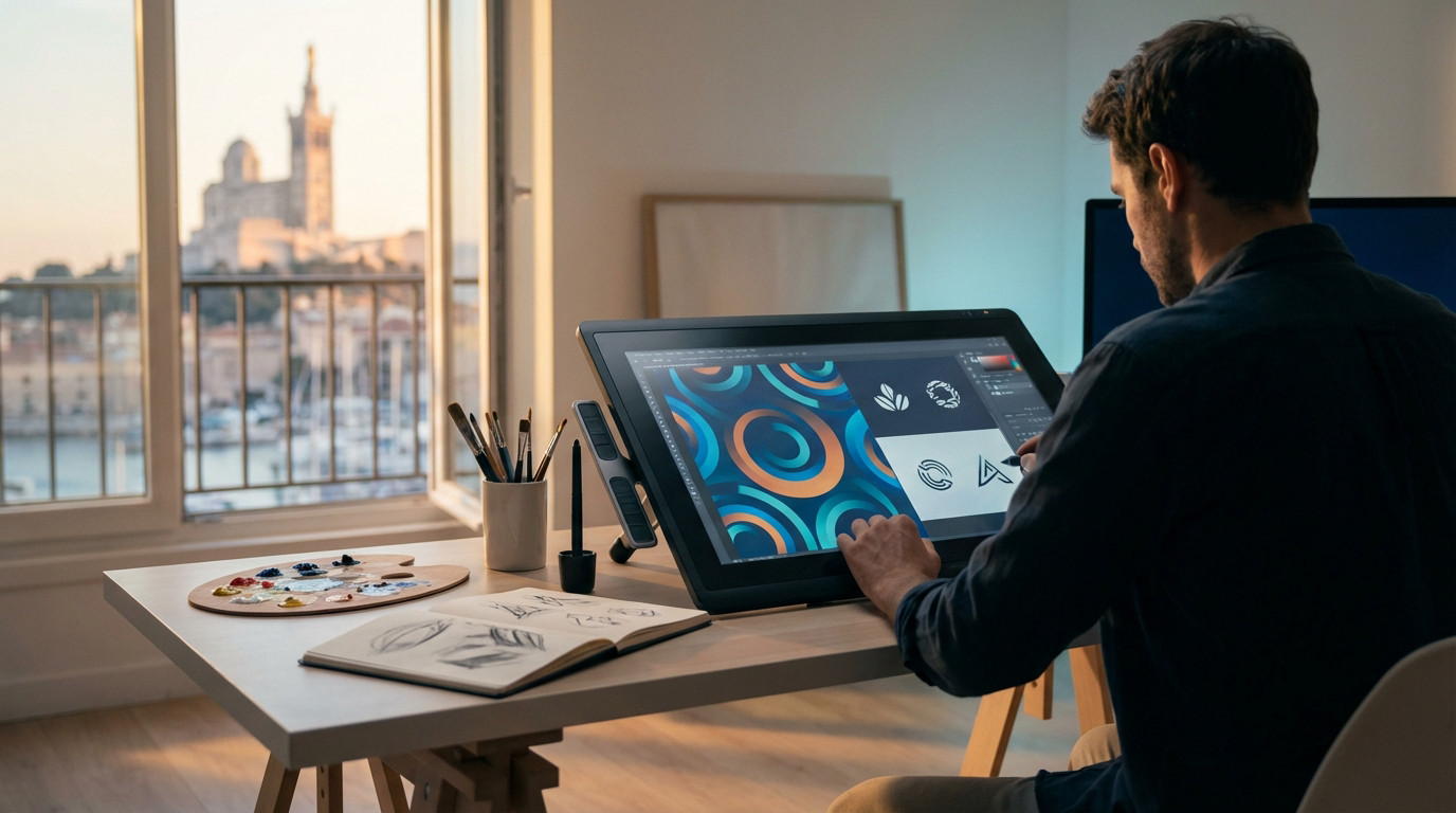 Designer au travail inspiration Marseille - South Management agence creative