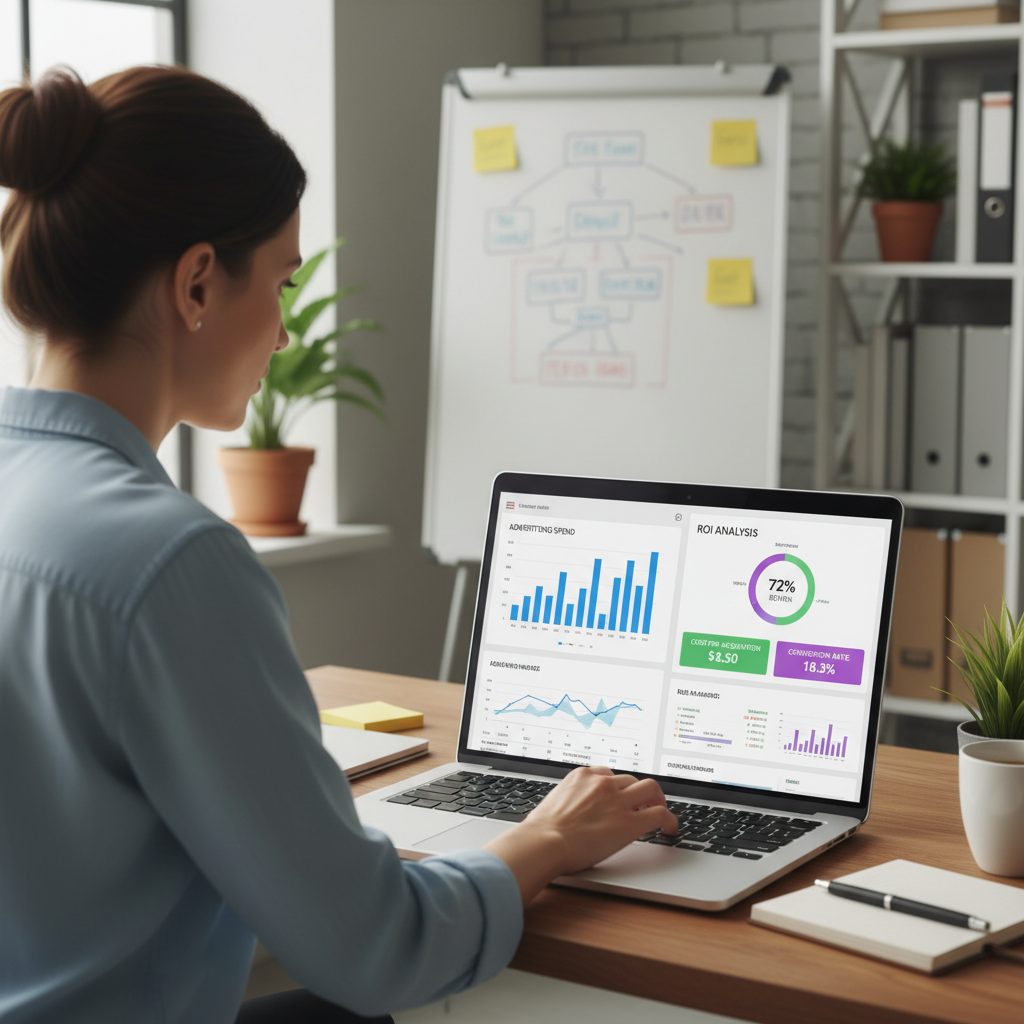 Entrepreneur analysant le ROI de ses dépenses publicitaires