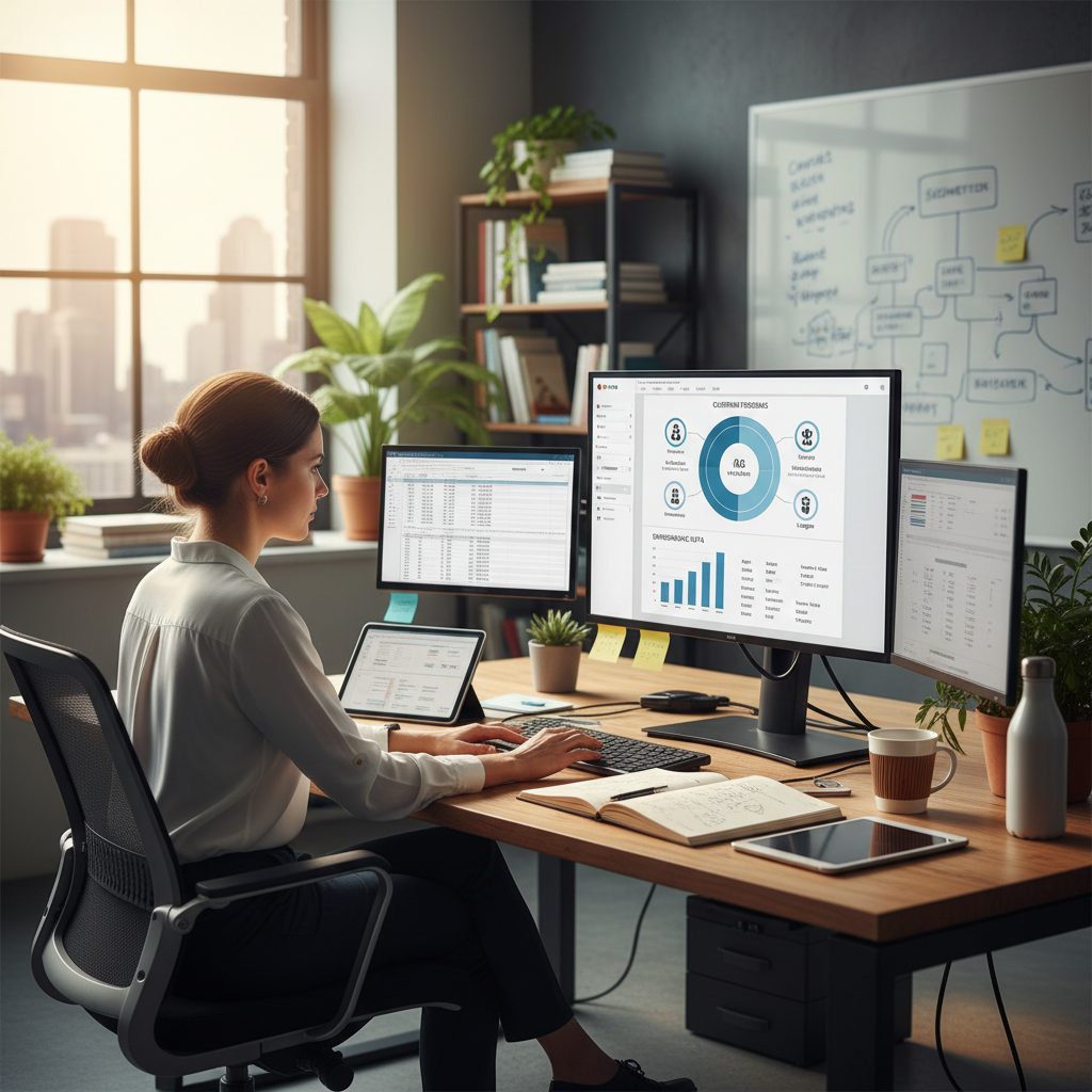 Analyste marketing travaillant sur la segmentation audience