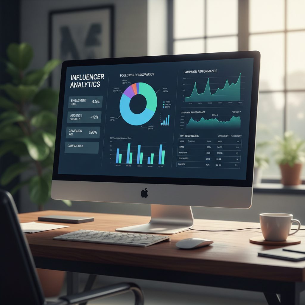 Dashboard analytics montrant les résultats d'une campagne influence