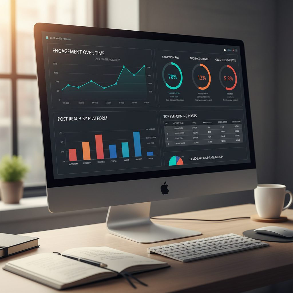 Dashboard analytics avec metriques reseaux sociaux detaillees