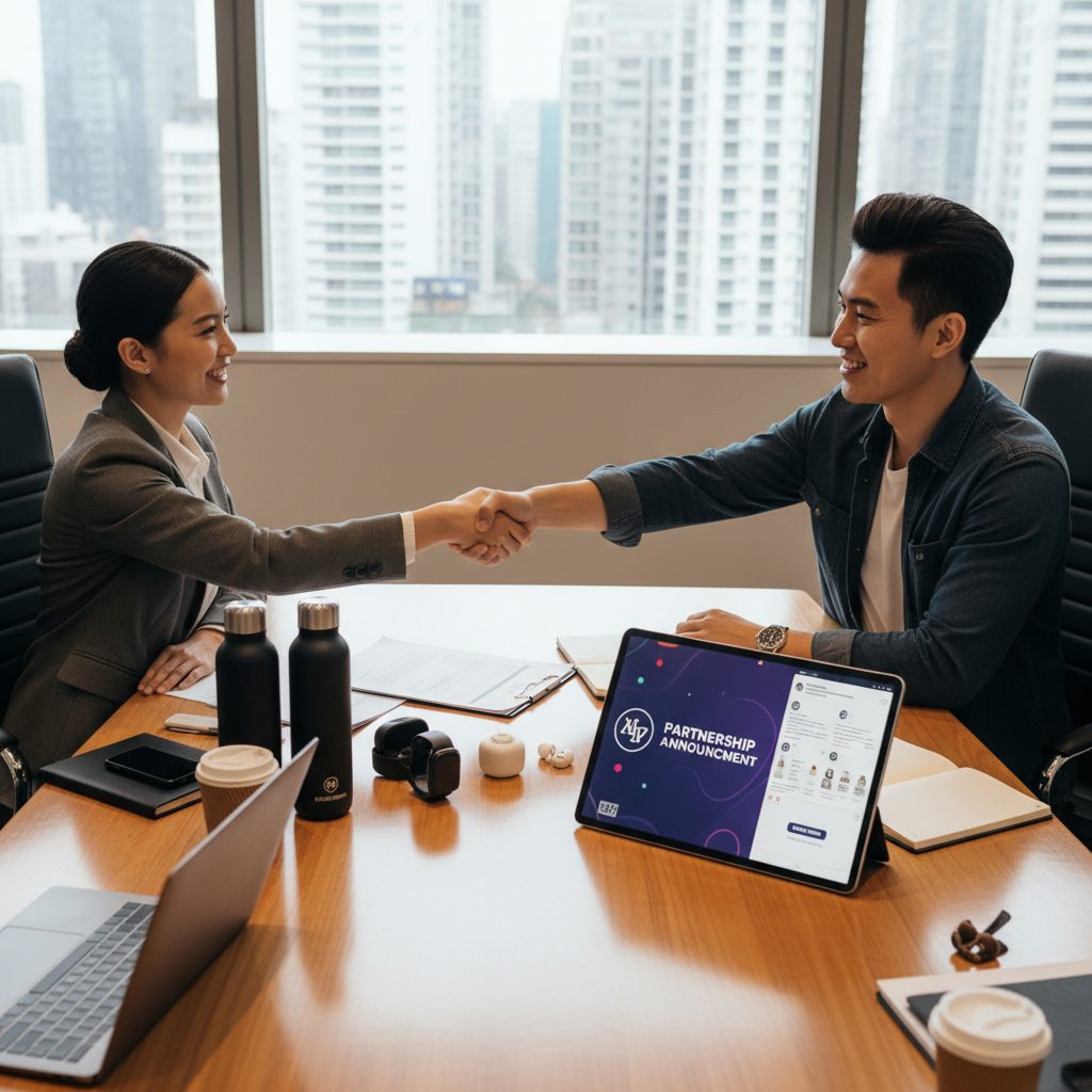 Signature accord collaboration entre marque et createur de contenu