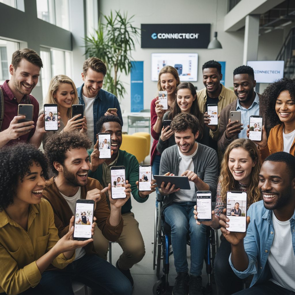 Communauté engagée interagissant avec du contenu de marque