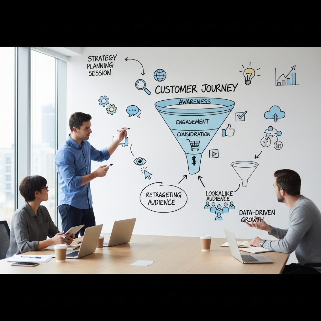 Concept de retargeting et audience similaire avec parcours client