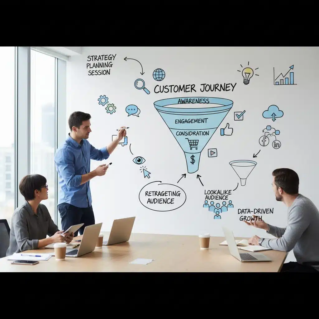Concept de retargeting et audience similaire avec parcours client