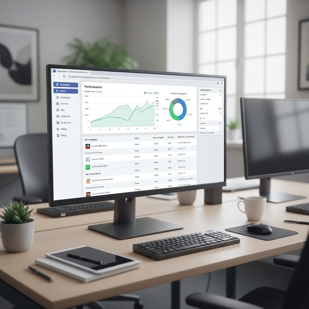 Dashboard Facebook Ads Manager affichant les performances des campagnes