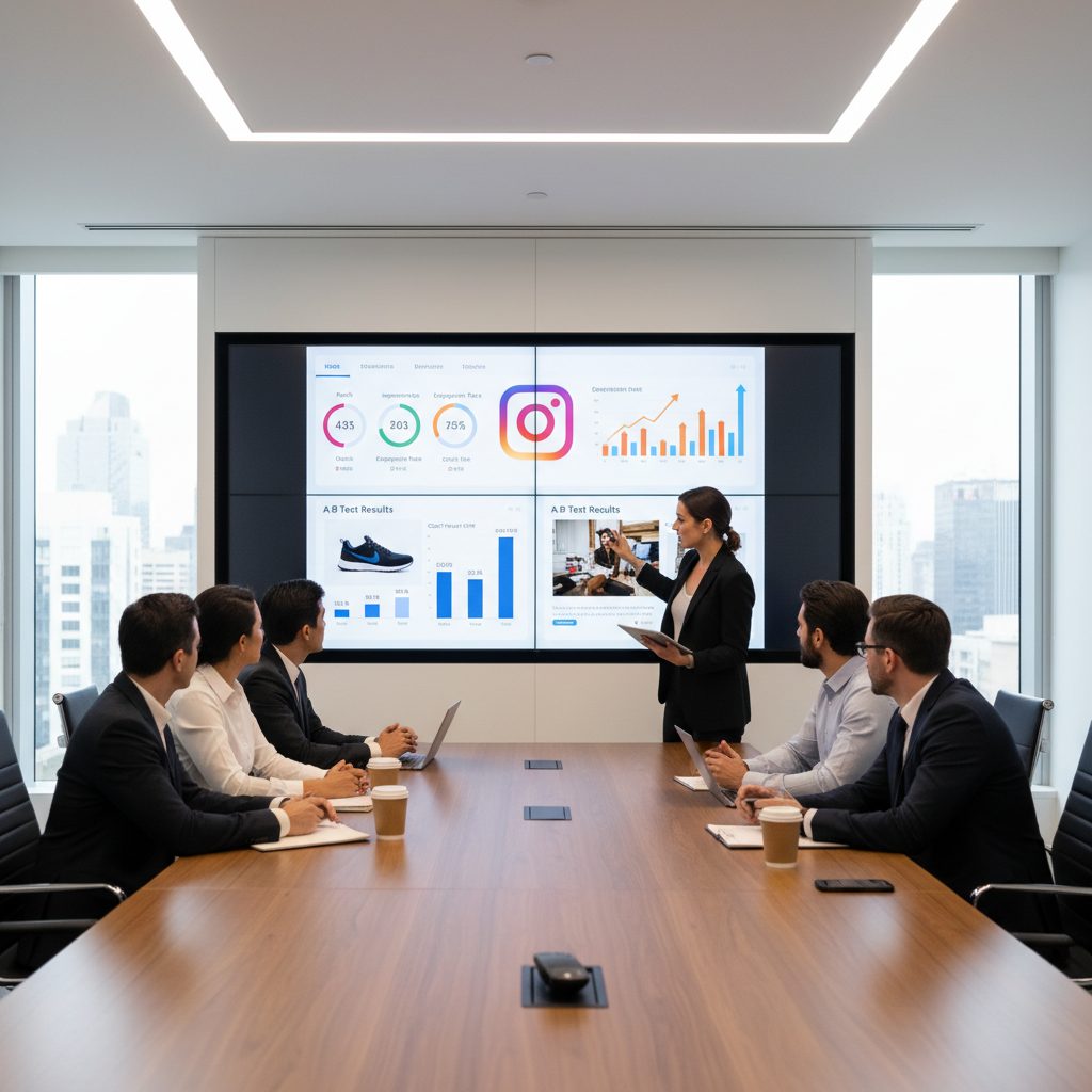 Équipe marketing analysant les performances des publicités Instagram