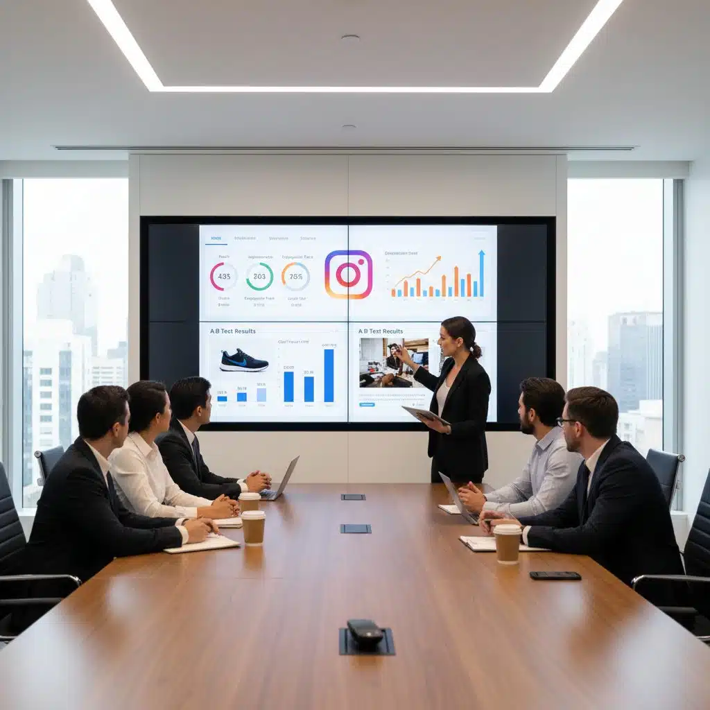 Équipe marketing analysant les performances des publicités Instagram