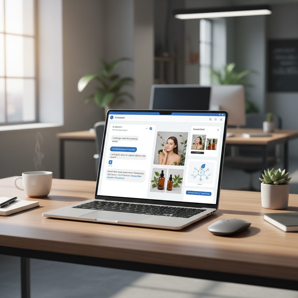 Interface IA chatbot aidant à créer du contenu social media
