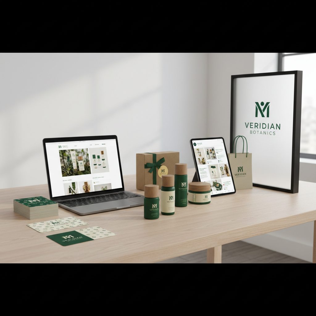 Présentation mockup montrant une identité visuelle cohérente sur tous supports