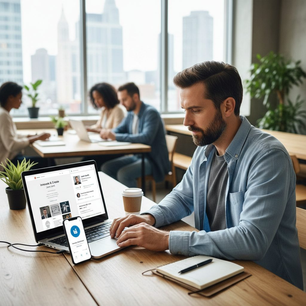 Entrepreneur construisant sa marque personnelle sur les réseaux sociaux