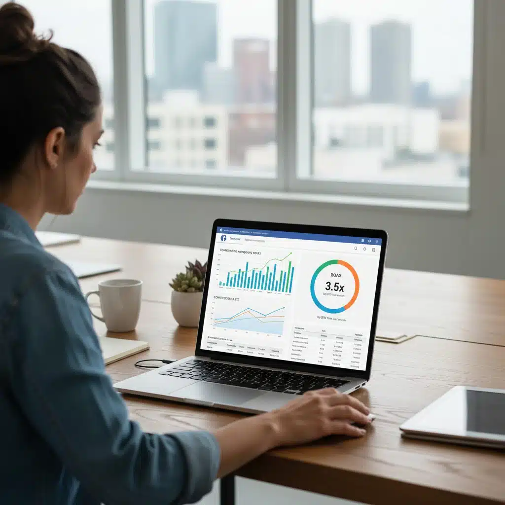 Professionnel analysant les résultats de campagnes Facebook Ads