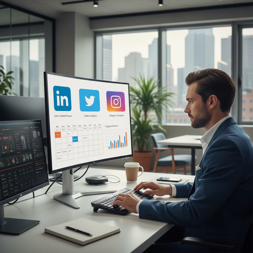 Professionnel créant une stratégie de contenu LinkedIn pour entreprise