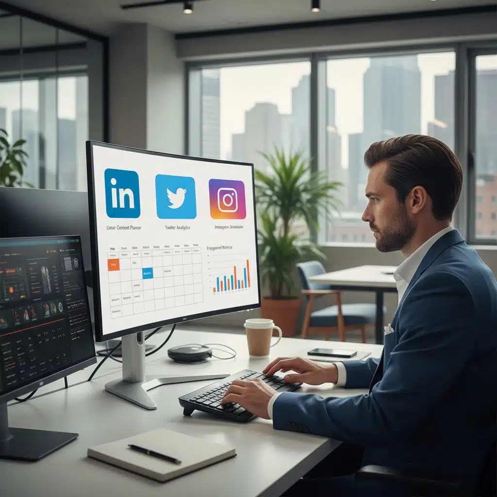 Professionnel créant une stratégie de contenu LinkedIn pour entreprise