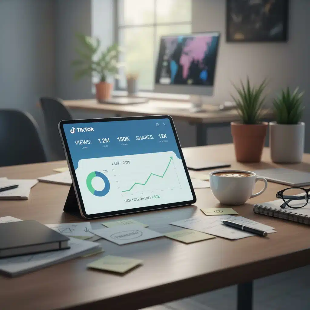 Tableau de bord analytics TikTok affichant les métriques de performance