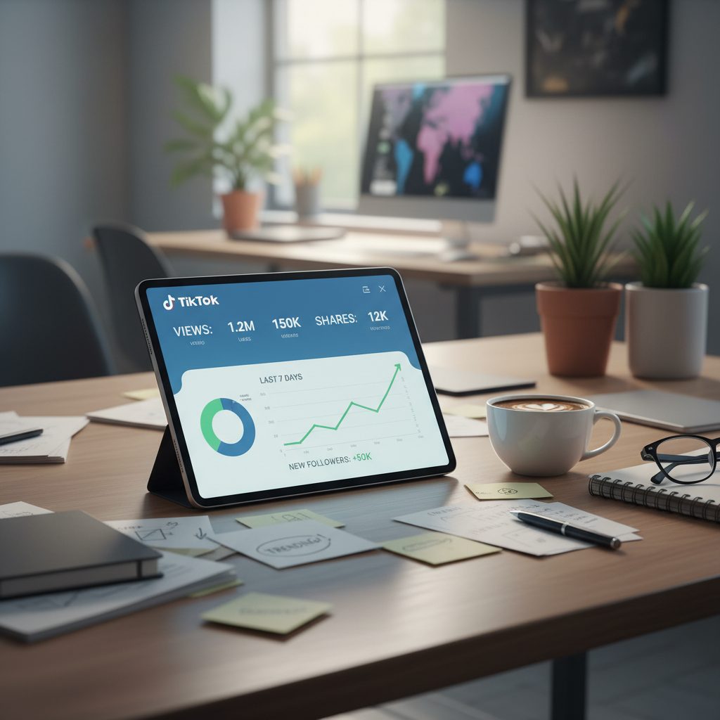 Tableau de bord analytics TikTok affichant les métriques de performance