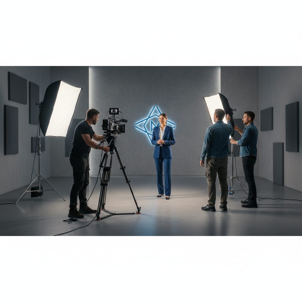 Equipe de production video filmant du contenu corporate en studio