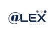 logo alex avocats bleu marine paysage avec icônes balance et globe sur fond blanc, identité d'un cabinet juridique accompagné en brand content south management