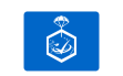 logo bleu carré avec hexagone parachute blanc et étoiles, identité d'un client beauté livraison de campagnes brand content south management