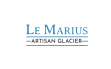 logo le marius artisan glacier bleu sur fond blanc, identité d'un client glacier artisanal accompagné en brand content par south management