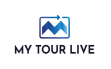 logo my tour live noir et bleu avec icône m fléchée sur fond blanc, identité d'un client tourisme accompagné en campagnes brand content south management