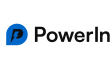 logo powerin noir avec icône bleue éclair sur fond blanc, identité d'un client linkedin saas accompagné en social media par south management