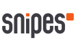 logo snipes gris foncé avec carré orange sur fond blanc, identité d'un client streetwear de campagnes social media south management