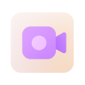 Picto camera mauve avec objectif circulaire symbolisant nos tournages corporate et social media en region PACA